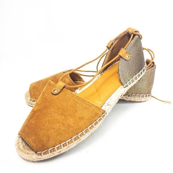 New Apt 9 Espadrille Lace Up Sandals Cognac Tobacco Sz 7M - Picture 3 of 10